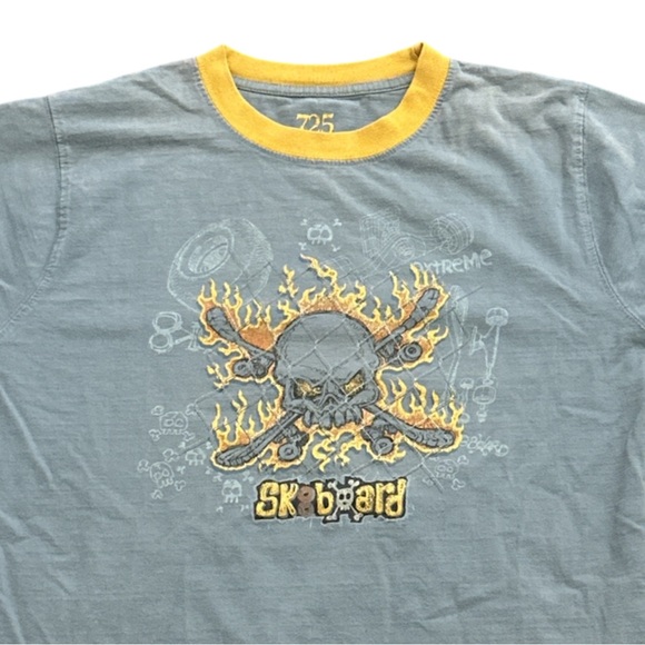 725 ORIGINALS blue/yellow graphic sk8 ringer baby tee, size L youth (10-12). - Picture 3 of 4